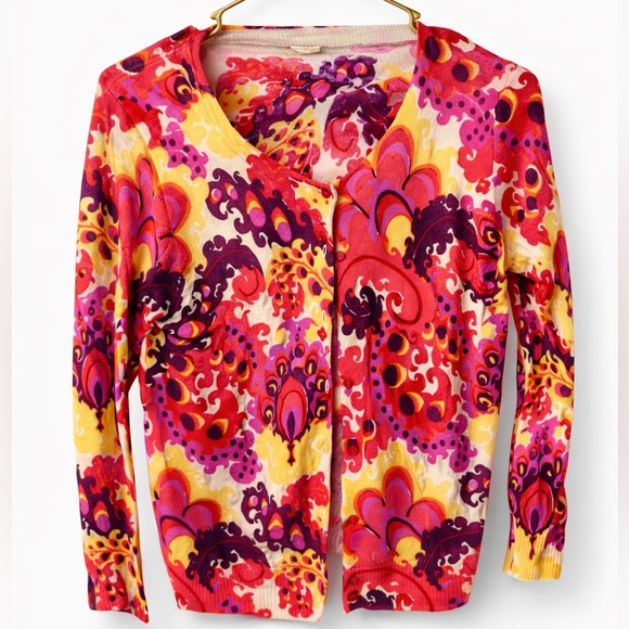 Sweaters - J.Crew Women’s Merino Wool Floral Button-Front Cardigan Size L